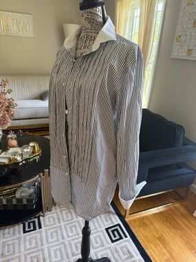 Ralph Lauren Black & White Vertical Stripe Button-Down Shirt